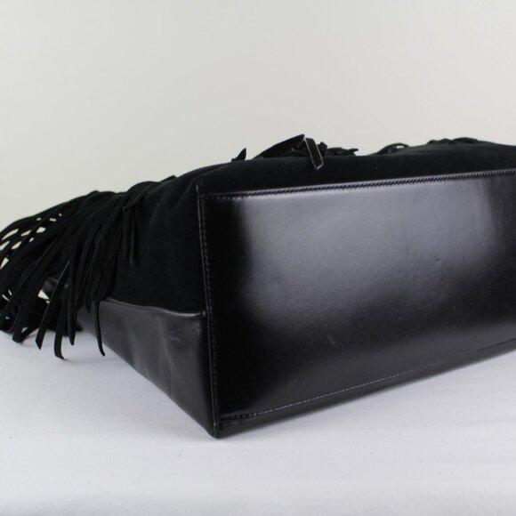 Rebecca Minkoff - Megan Black Suede and Leather Shopper Tote with fringe - Picture 4 of 8